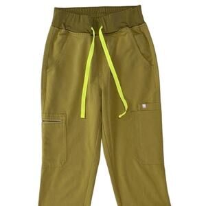 Figs Yola High Waisted Yola Skinny Scrub Pants, Olive Green, Size XL